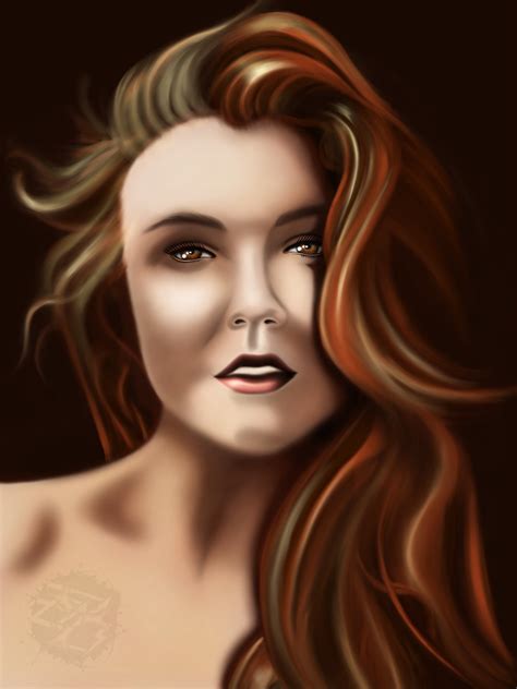 Model Women Redhead Long Hair Eyes Digital Art Autodesk Mobile