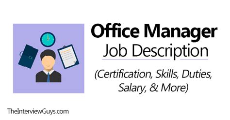 Additional job titles for this position include: Office Manager Job Description (Salary, Skills, Duties ...