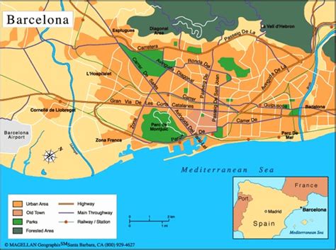 Tourist map of barcelona, spain. Map of Barcelona map for planning your holiday in Barcelona, Barcelona spain