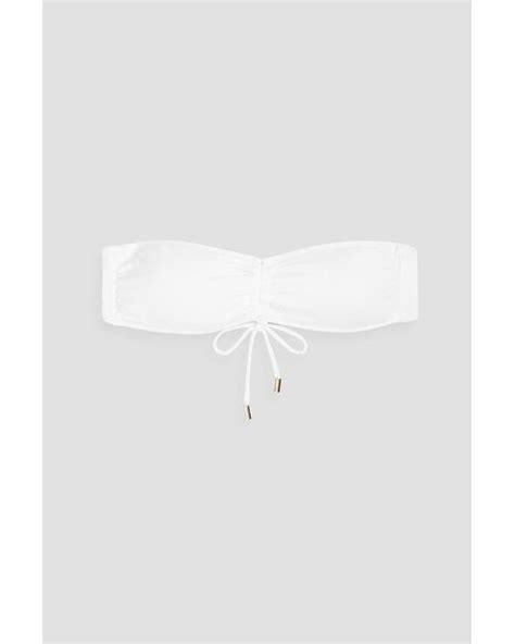 Melissa Odabash Florence Ruched Bandeau Bikini Top In White Lyst
