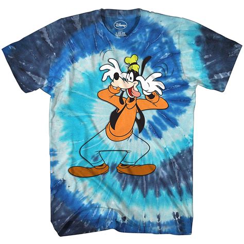 Disney Mens Goofy Color Spiral Washout Tie Dye Adult T Shirt Sm