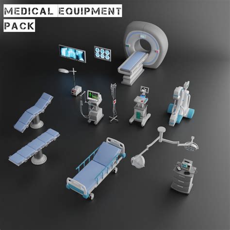 3d Model Medical Equipment Pack Vr Ar Low Poly Obj Fbx Blend