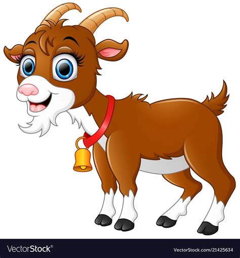 Cute Brown Goat Cartoon Vector Image On Vectorstock Goat Cartoon
