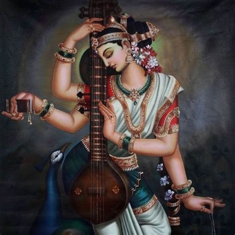 Goddess Saraswati C Hand Painted Painting On Canvas Without Frame Etsy