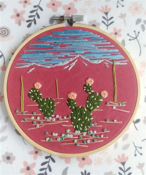5in Desert Landscape Embroidery Art Etsy