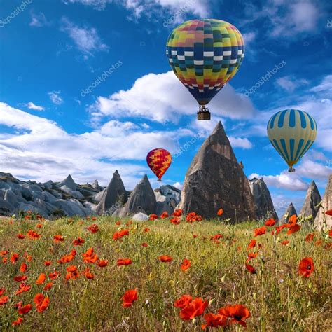 Hot Air Balloon Over Cappadocia Stock Photo By ©kotangens 102581490