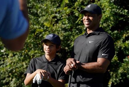 Tiger Woods His Son Charlie Pose Editorial Stock Photo Stock Image
