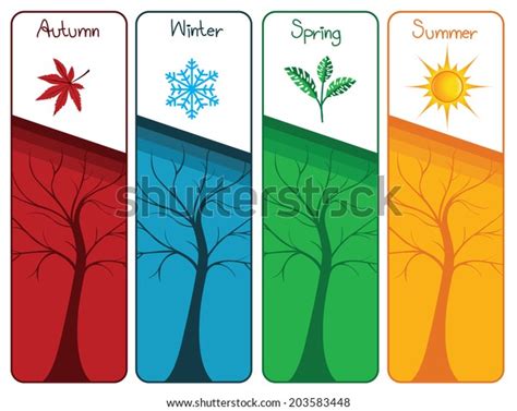 Four Seasons Banners Trees Vector Illustration Stock Vector Royalty
