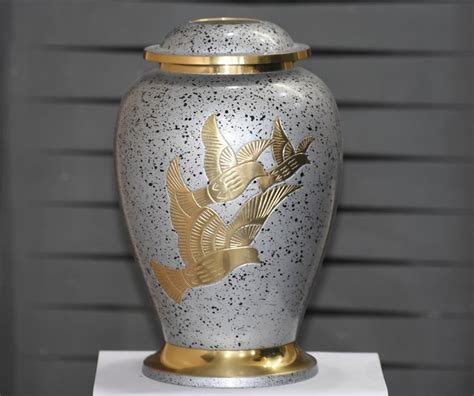 Brass Adult Urn Dove Blue Hand Engraved Cremation Urn For Etsy