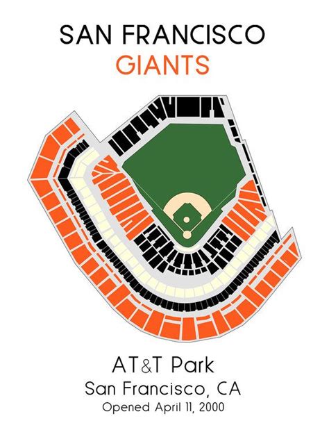 San Francisco Giants Att Park Mlb Stadium Map Ballpark Map Etsy San