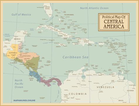 Mapa De Centroamérica Político Físico Para Colorear 🥇