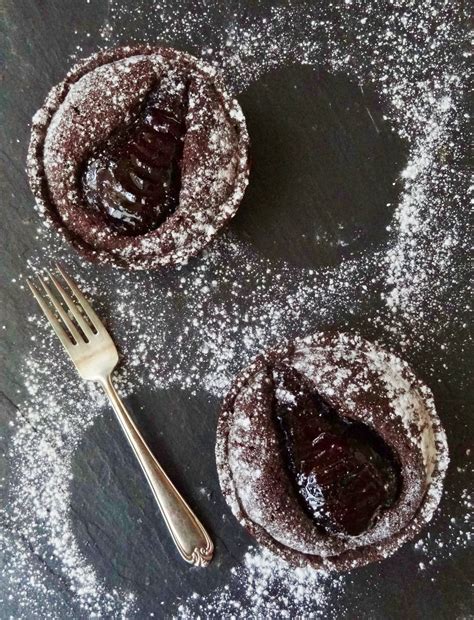 Red Wine Poached Pear Chocolate Frangipane Tarts Wine Poached Pears