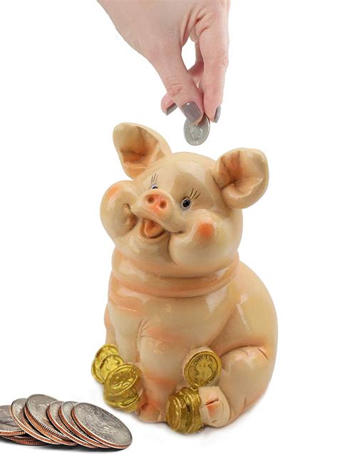 Sitting Pig on Gold Coins Money Piggy Bank Coin Bank -D - Walmart.com ...