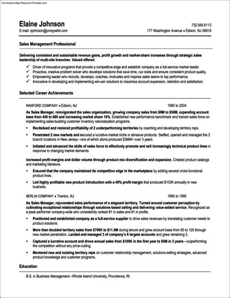Sales Manager Resume Templates Free Samples Examples And Format