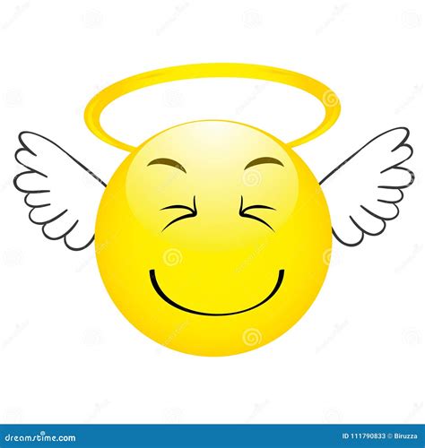 Cute Angel Emoticon With Wings Emoji Smiley Stock Vector