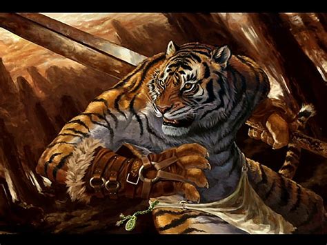 Tiger Warrior Fantasy 3d Warrior Tiger Abstract Animals Hd