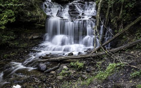 Silky Waterfalls At Wagner Falls In Michigan Image Free Stock Photo
