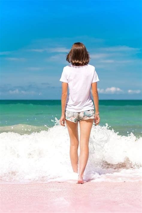 Woman Standing On Seashore Beautiful Scenery Pictures Beautiful