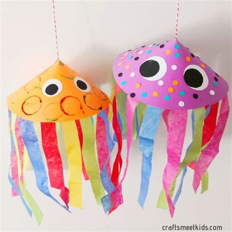 Super Easy Paper Jellyfish Craft For Kids Crafts Meet Kids