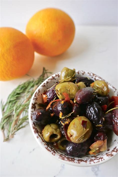 Orange Rosemary Roasted Olives Roasted Olives Olive Recipes Olive