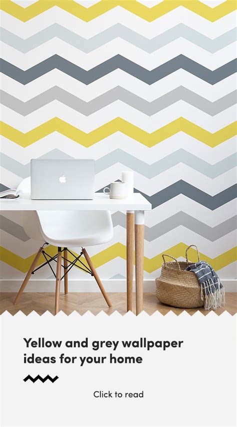 Yellow And Grey Chevron Wallpaper Mural Hovia Uk Grey Bedroom With