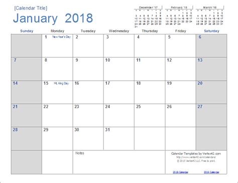 Monthly Calendar Template 2018 With Holidays Hq Printable Documents