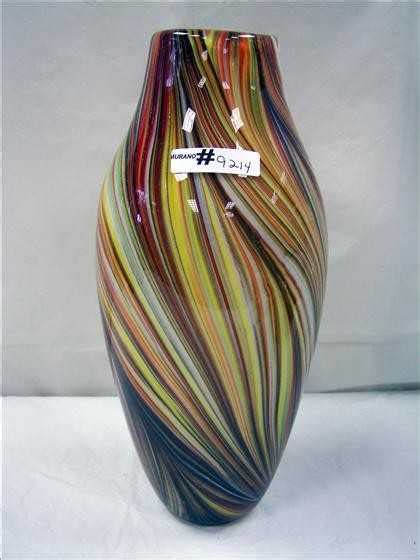 9214 Murano Multi Color Swirl Vase 12