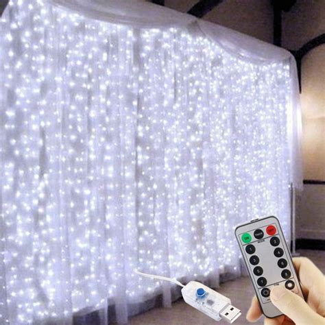 Fansir 300 Led Curtain Lights Usb Window Lights 3m X 3m 8 Modes