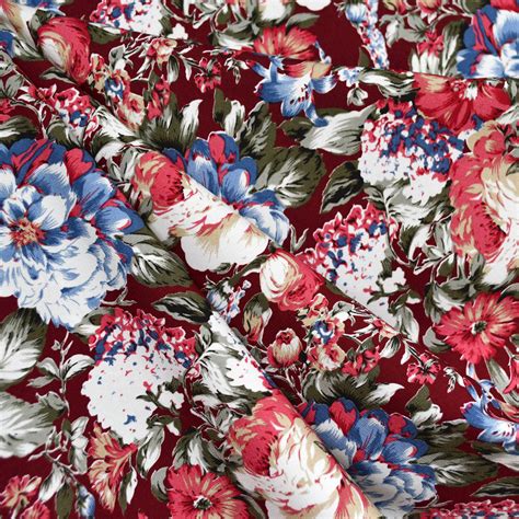 Romantic Floral Challis Burgundy Style Maker Fabrics