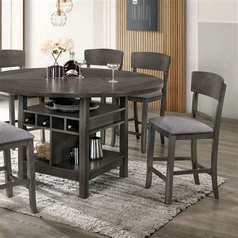 Furniture Of America Bar And Game Room Counter Height Round Dining