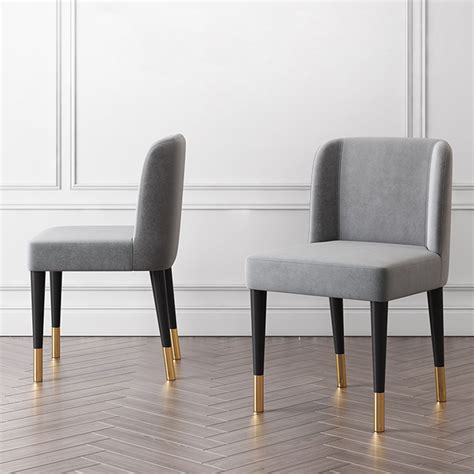 Modern Gray Velvet Upholstered Dining Chair