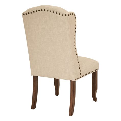 Osp Home Furnishings Jessica Tufted Wing Chair In Linen Cream Fabric