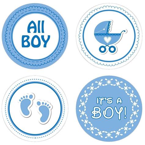 Blue Its A Boy Baby Shower Round Labels 40 Stickers Baby Shower