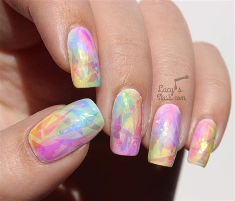 These Rainbow Opal Shattered Glass Nails Are The Perfect Accessory To