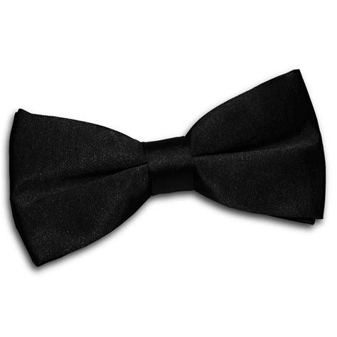 Mens Plain Black Satin Bow Tie