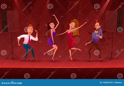 nightclub disco party modern dancing cartoon characters a corporate party a fun festive banner