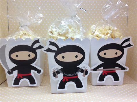 Boy And Girl Ninja Party Popcorn Or Favor Boxes Set Of 10 Ninja
