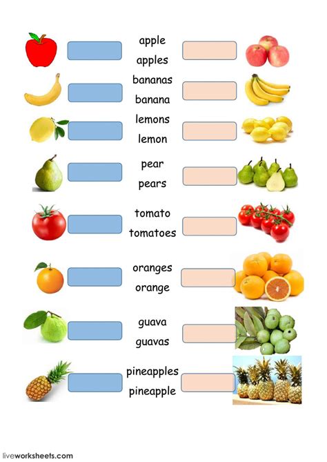 fruit plurals worksheet