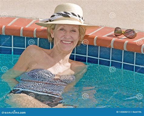 Sunbathing Senior Woman Stock Image Image Of Happy Horizontal 14360613