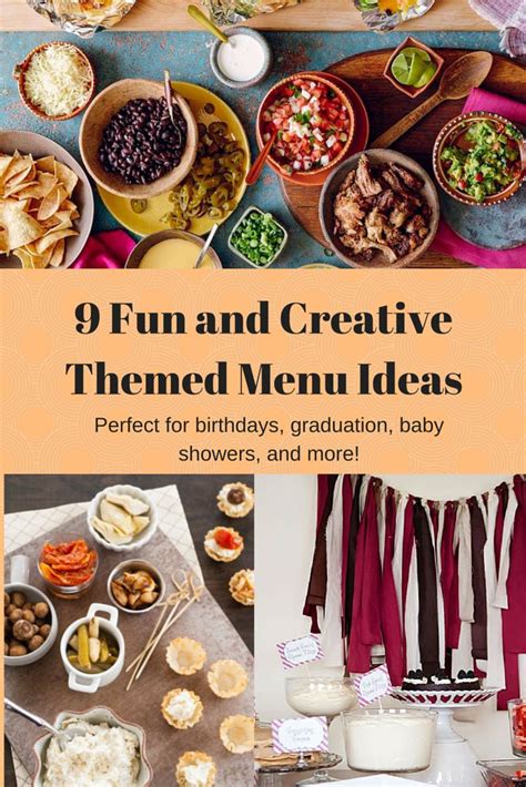A theme night meal plan eliminates a lot of the stress that comes with trying to come up with so many different dinner ideas. 9 Fun and Creative Themed Menu Ideas | Birthday dinner ...