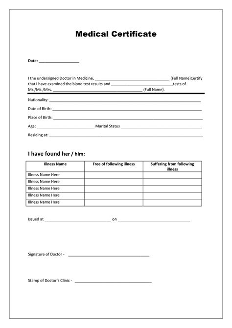 Medical Certificate Format Free Template In Word