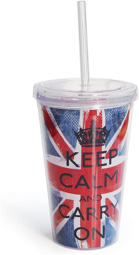Louise Carey Sippy Cup With Straw Keep Calm Tumblers