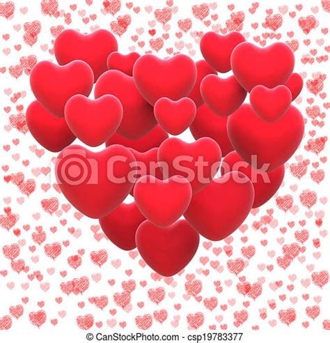 Heart Made With Hearts Showing Romantic Lover Or Passionate Couple
