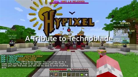 A Tribute To Technoblade Rip Technoblade Hypixel Memorial Youtube