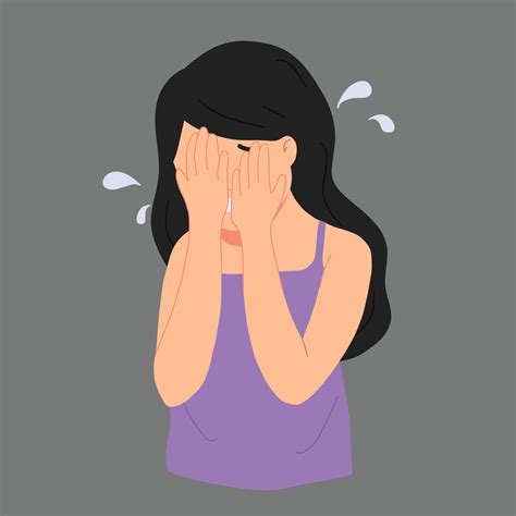 A Girl Crying Covering Her Face With Both Hand Illustration 7102859