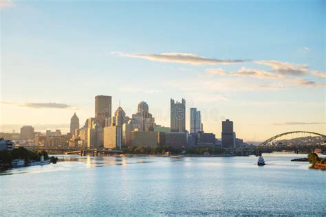 Pittsburgh Cityscape With The Ohio River Stock Image Image Of
