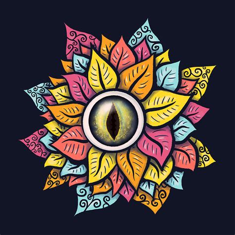Colorful Reptile Eye Flower Trippy Surreal Art Digital Art By Boriana