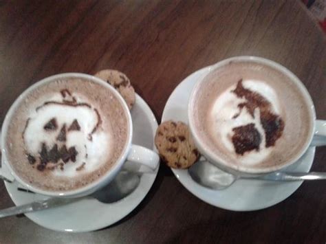 With the temps dropping and fall holidays right around the corner, our thoughts turn to coffee more. Halloween stencils.. pumpkin and a witch - Picture of ...