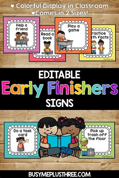 Early Finishers Activities Signs Editable Classroom Management Rainbow