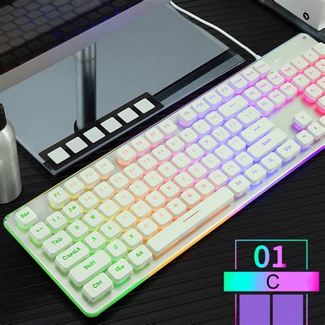 2019 Fashion Ergonomic Design Waterproof Colorful Keyboard Crack Led